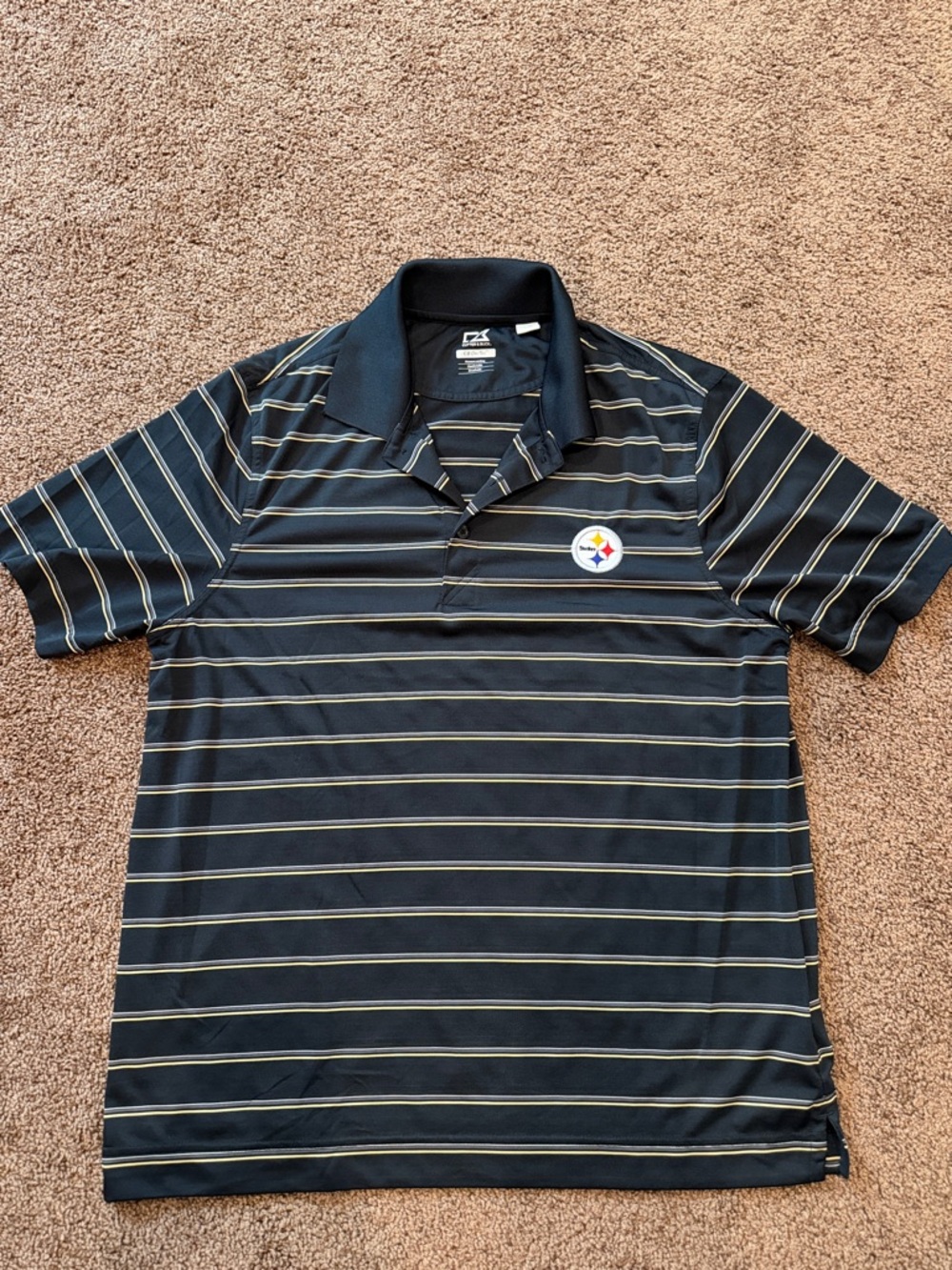 Pittsburgh Steelers Men's Black & Gold Striped Polo